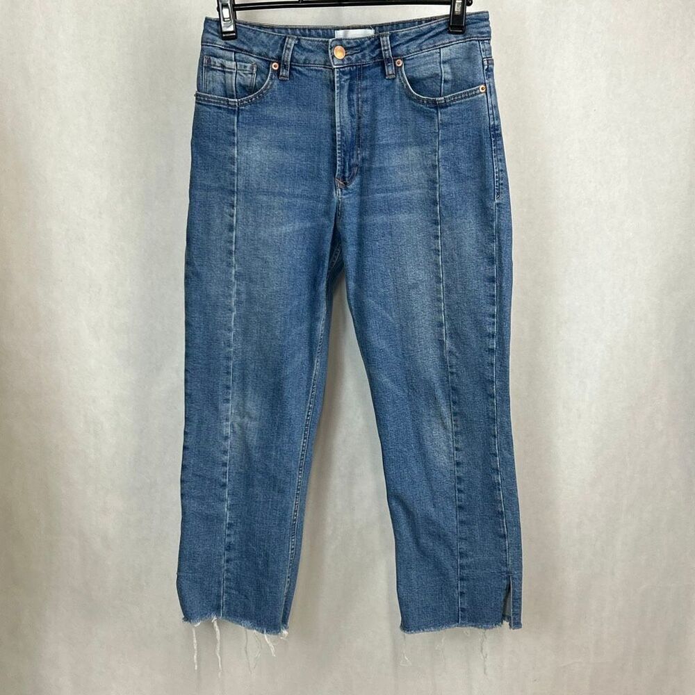 Dear John Jodi Denim Jeans Sz 28 Straight Leg Stretch Raw Hem High Rise